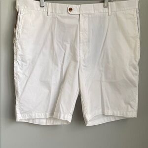 New Peter Millar White Flat Front Pima Cotton Shorts Size 42